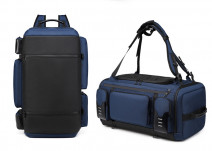Большая спортивная сумка OZUKO 9326 синяя с разных ракурсов