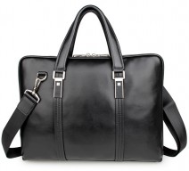 Кожаная мужская сумка GEO черная 7326A