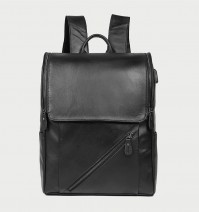 Рюкзак мужской кожаный J.M.D. G-7344А-1 черный вид спереди