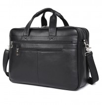 Мужская кожаная сумка-портфель J.M.D. 7319A черная фото сбоку